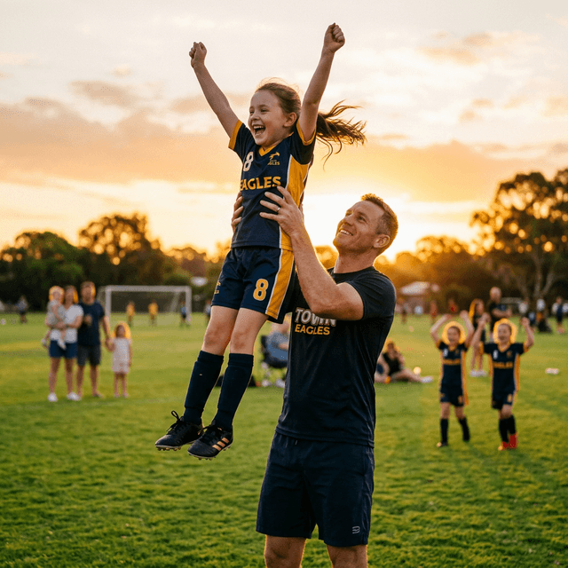 Father and daughter celebrating